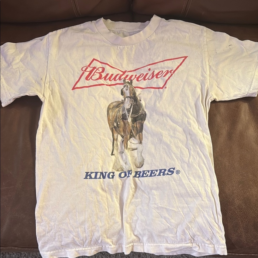 Budweiser White Tee with Horse Design
